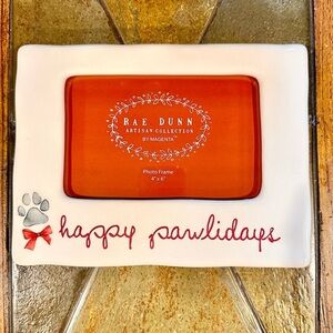 Rae Dunn HAPPY PAWLIDAYS Pet Paw Christmas Ceramic 4x6 Picture Frame BRAND NEW!